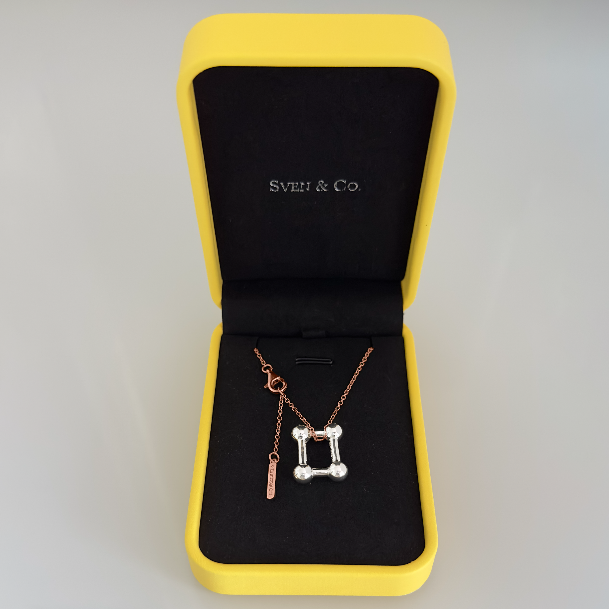 Single Link Drop Pendant in Sterling Silver & Rose Gold