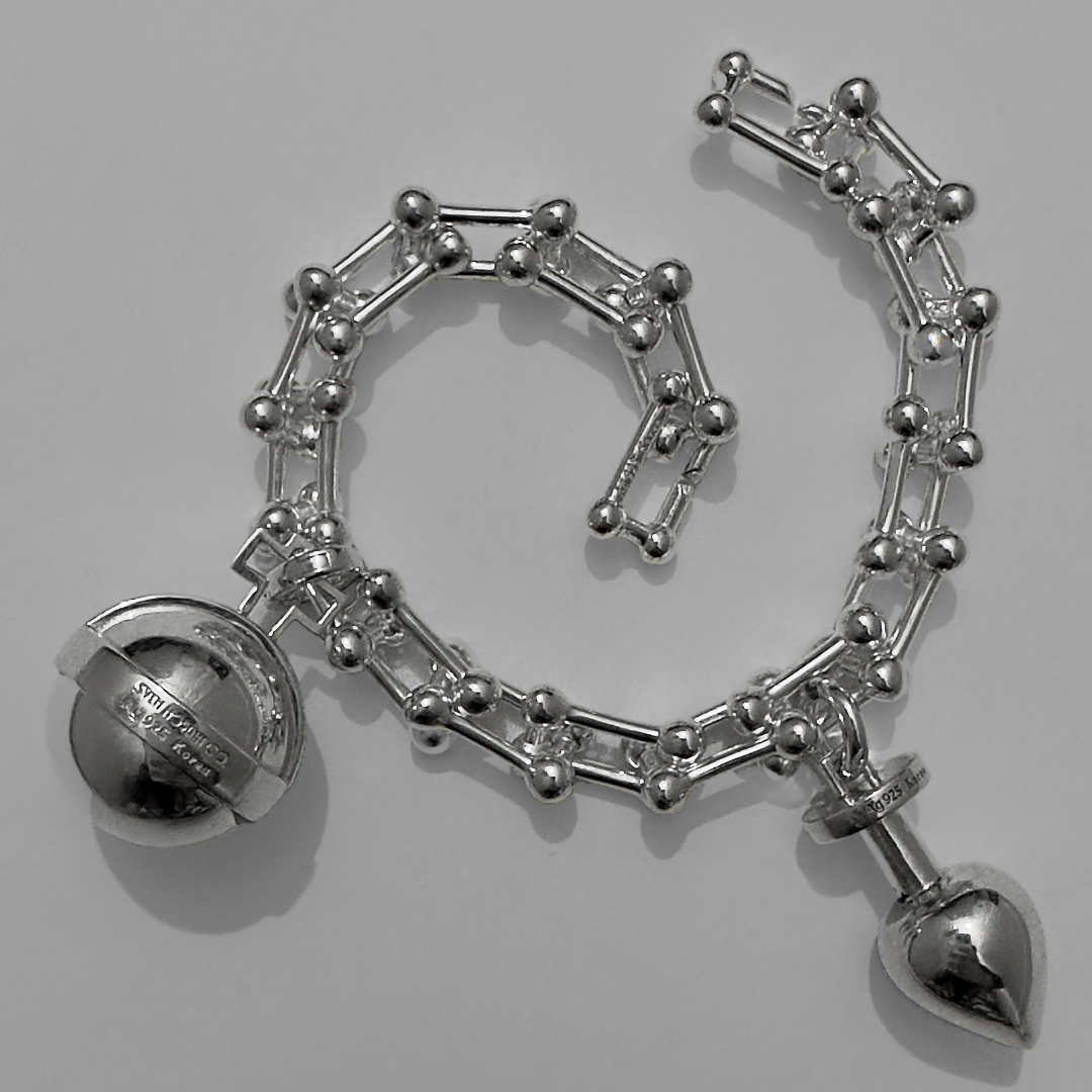 Link Bracelet in Sterling Silver with Charms