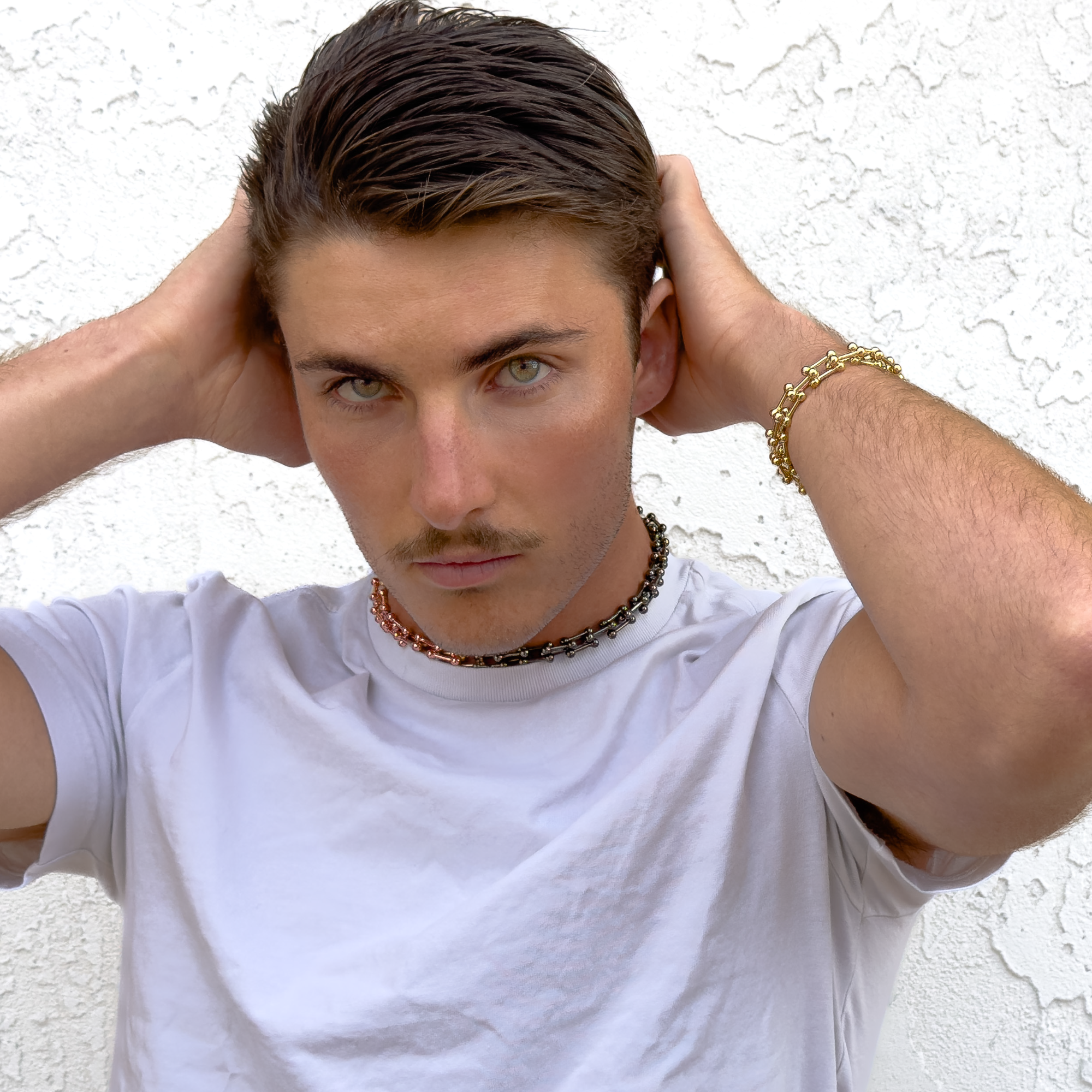 Link Bracelet in Black Gold with Charms