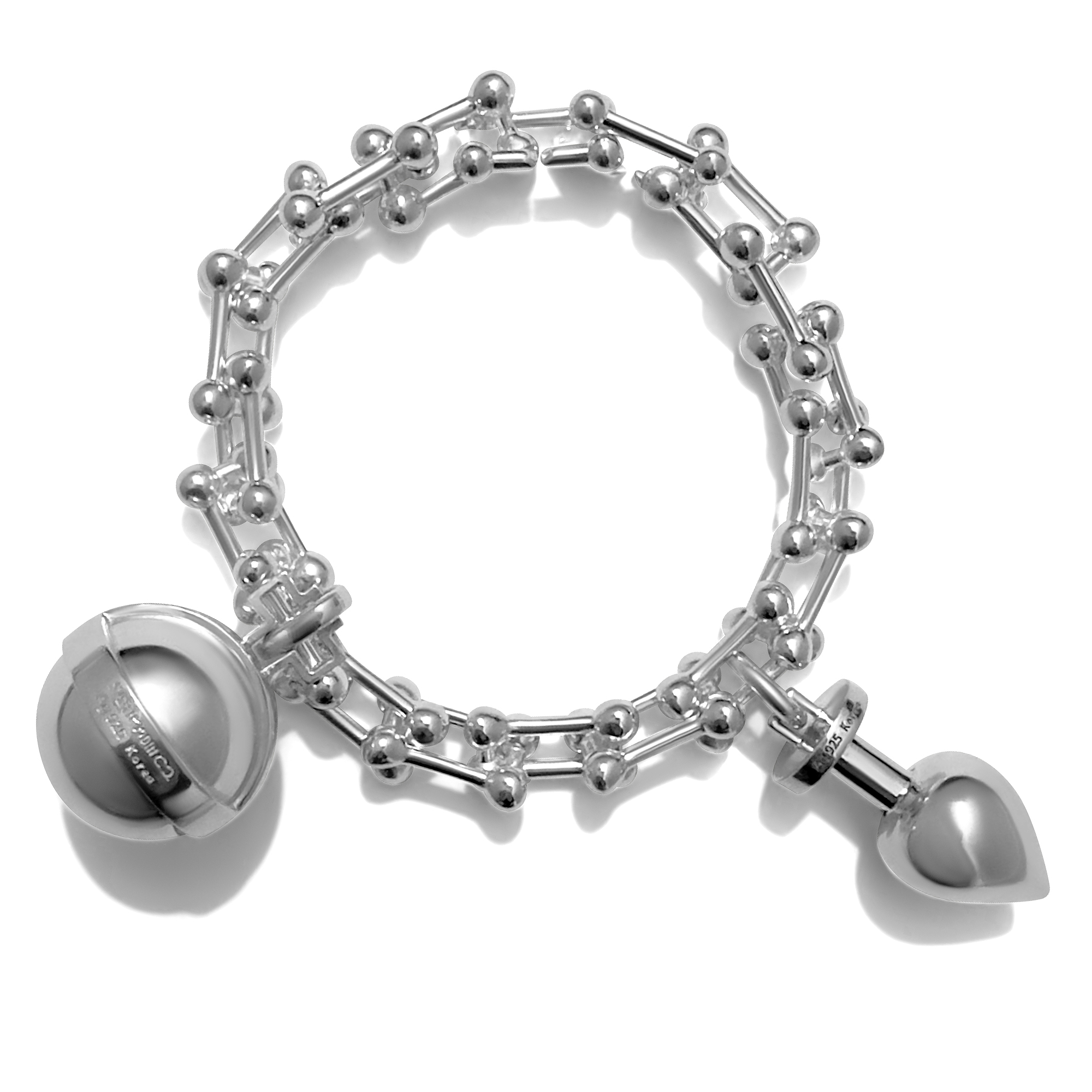 Link Bracelet in Sterling Silver with Charms
