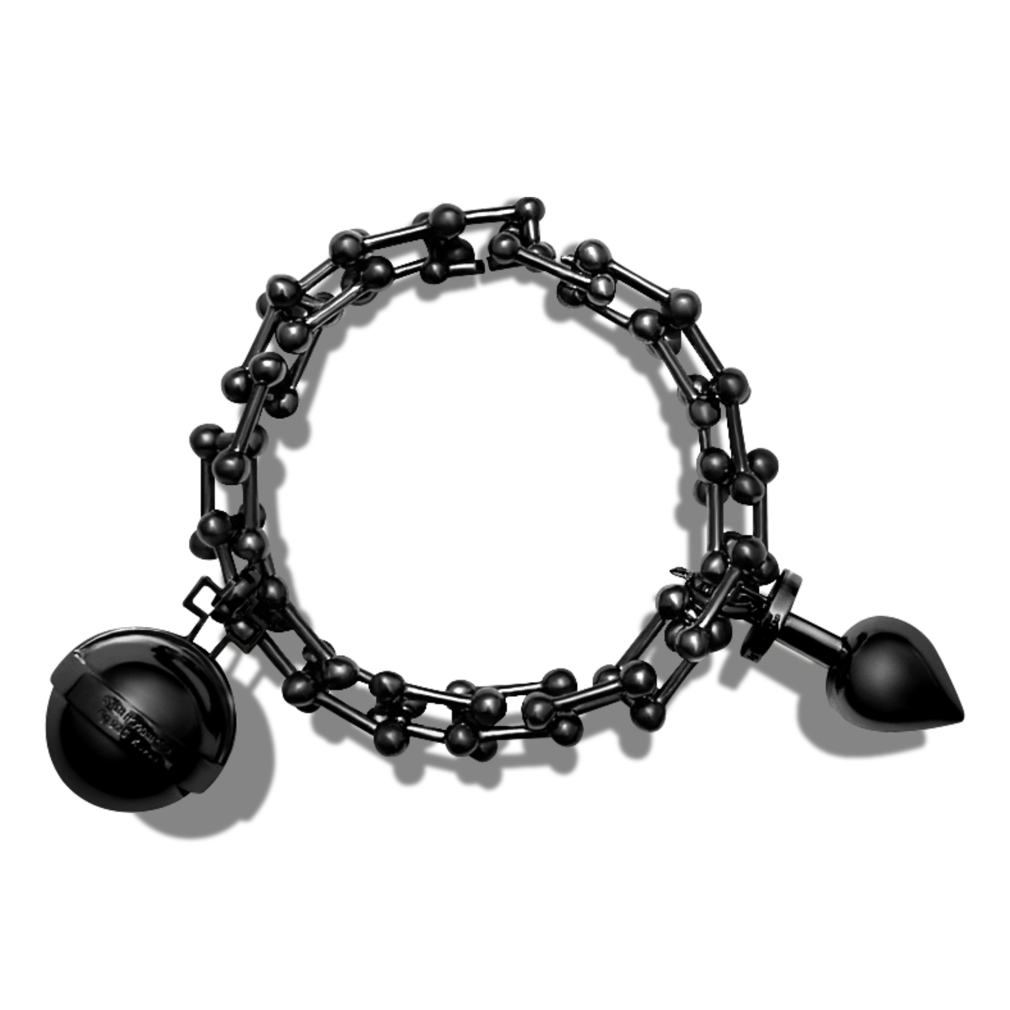 Link Bracelet in Black Gold with Charms