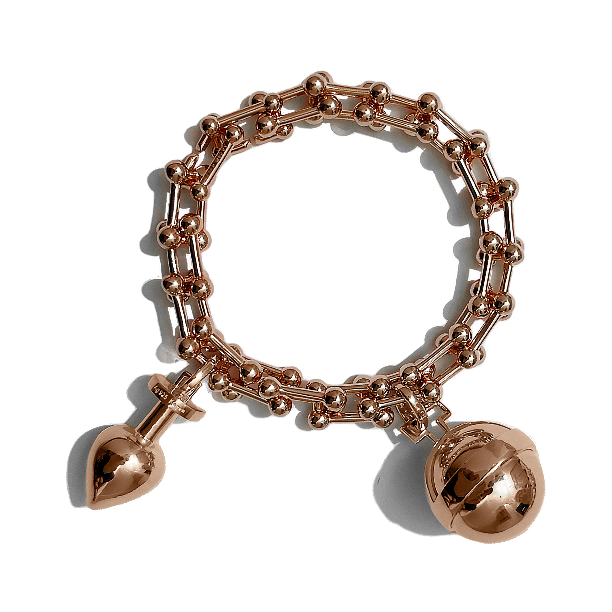 Link Bracelet in Rose Gold with Charms